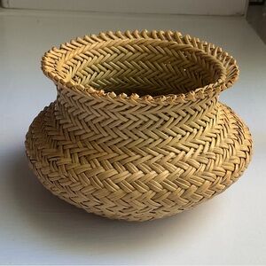 Vintage Tarahumara Miniature Basket - Hand Woven Pine Needles Made in Mexico